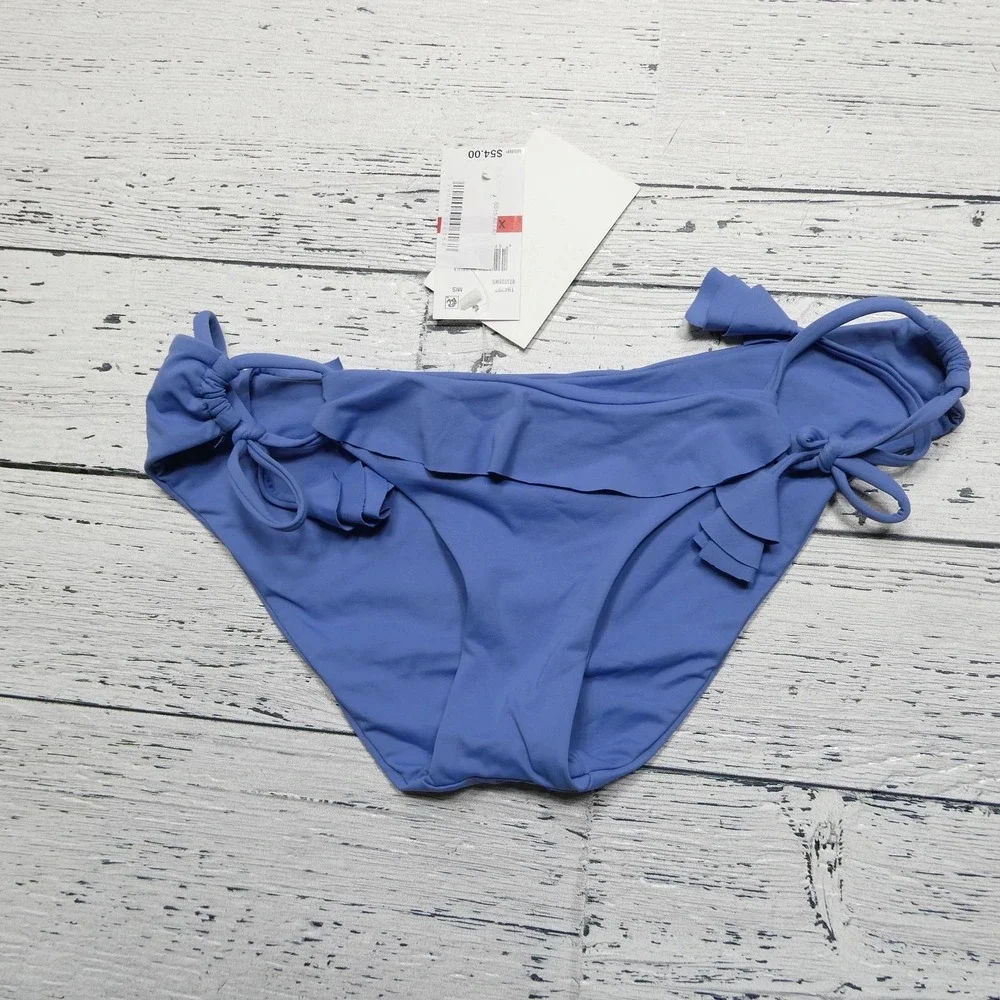 Becca Bikini Bottom Womens XS Swim Side Tie Ruffle Hipster Spandex‎